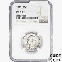 1943 Washington Silver Quarter NGC MS67+