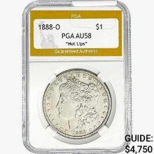 1888-O Morgan Silver Dollar PGA AU58 "Hot Lips"