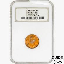 1936-D Wheat Cent NGC MS67 RD