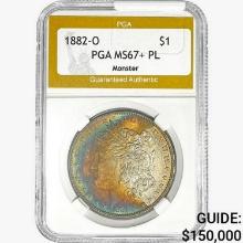 1882-O Morgan Silver Dollar PGA MS67+ PL Monster