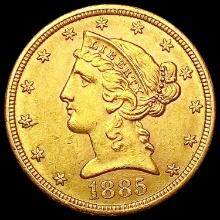 1885 S $2.50 Gold Quarter Eagle UNCIRCULATED