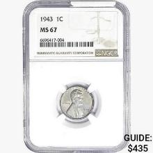 1943 Wheat Cent NGC MS67