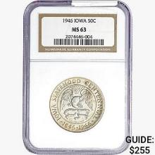 1946 Iowa Half Dollar NGC MS63