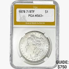 1878 7/8TF Morgan Silver Dollar PGA MS63+