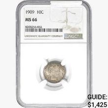 1909 Barber Dime NGC MS66