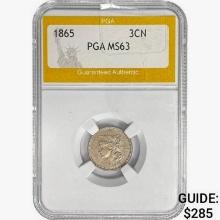 1865 Nickel Three Cent PGA MS63