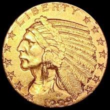 1909 D $5 Gold Half Eagle CHOICE AU