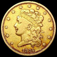 1834 $5 Gold Half Eagle NICELY CIRCULATED