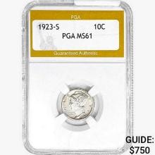 1923-S Mercury Silver Dime PGA MS61