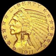 1911 $5 Gold Half Eagle CLOSELY UNCIRCULATED