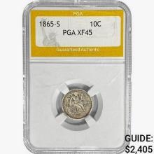 1865-S Seated Liberty Dime PGA XF45