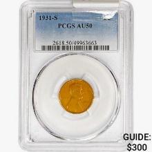 1931-S Wheat Cent PCGS AU50