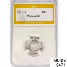 1920-S Mercury Silver Dime PGA MS61