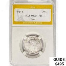 1917 Standing Liberty Quarter PGA MS61 FH Type 1