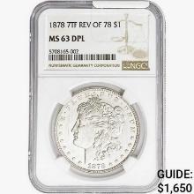 1878 REV78 Morgan Silver Dollar NGC MS63 DPL