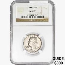 1981-P Washington Silver Quarter NGC MS67