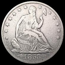 1853-O Arrows Rays Seated Liberty Half Dollar LIGHTLY CIRCULATED