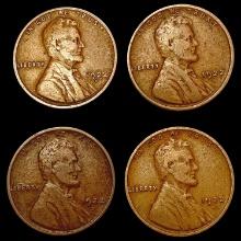 [4] 1922-D Lincoln Wheat Cents [4 Coins] LIGHTLY CIRCULATED