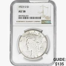 1923-S Silver Peace Dollar NGC AU58