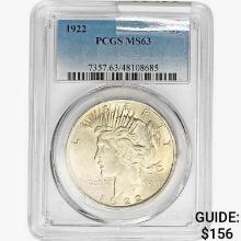 1922 Silver Peace Dollar PCGS MS63