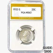 1932-S Washington Silver Quarter PGA MS63