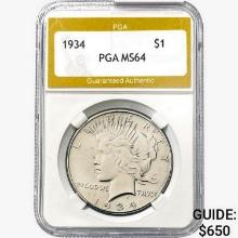 1934 Silver Peace Dollar PGA MS64