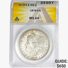 1878-S Morgan Silver Dollar ANACS MS64