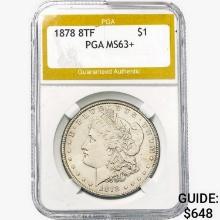 1878 8TF Morgan Silver Dollar PGA MS63+