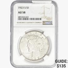 1923-S Silver Peace Dollar NGC AU58