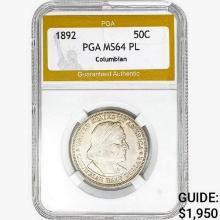 1892 Columbian Expo Half Dollar PGA MS64 PL