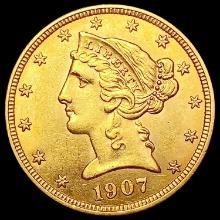 1907 D $2.50 Gold Quarter Eagle CHOICE BU