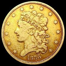 1836 $5 Gold Half Eagle LIGHTLY CIRCULATED