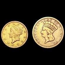 [2] 1851-O&1856 Gold Dollar Lot (2) LIGHTLY CIRCULATED