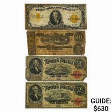 [4] 1917&1922 $2 & $10 Lot of U.S. Currency