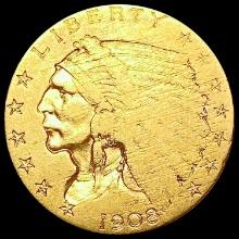 1908 $2.50 Gold Quarter Eagle LIGHTLY CIRCULATED