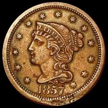 1857 Braided Hair Cent CLOSELY UNCIRCULATED