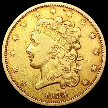 1834 $5 Gold Half Eagle LIGHTLY CIRCULATED