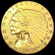 1908 $2.50 Gold Quarter Eagle LIGHTLY CIRCULATED