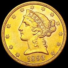 1893-S $5 Gold Half Eagle UNCIRCULATED