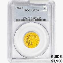 1912-S $5 Gold Half Eagle PCGS AU50