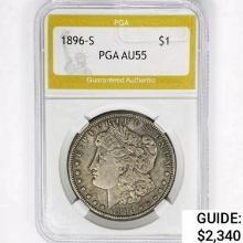 1896-S Morgan Silver Dollar PGA AU55