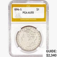 1896-S Morgan Silver Dollar PGA AU55