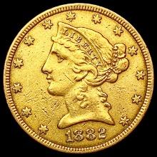 1882 $5 Gold Half Eagle CLOSELY UNCIRCULATED