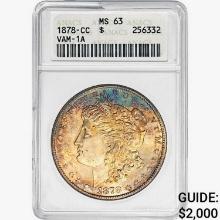 1878-CC Morgan Silver Dollar ANACS MS63 VAM-1A