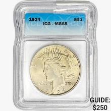 1924 Silver Peace Dollar ICG MS65