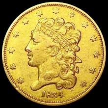 1834 $5 Gold Half Eagle LIGHTLY CIRCULATED