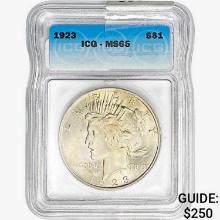 1923 Silver Peace Dollar ICG MS65