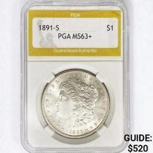 1891-S Morgan Silver Dollar PGA MS63+