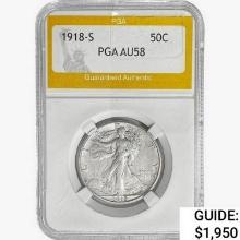 1918-S Walking Liberty Half Dollar PGA AU58