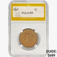 1847 Braided Hair Large Cent PGA AU58